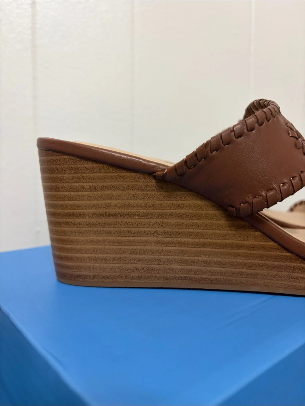 Jack  Rogers Caroline Wedge  mocha brown sandal shoe size 9.5 New